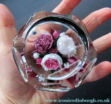 Load image into Gallery viewer, Rare RICK AYOTTE Limited Edition 1995 Cushion Cut Paperweight: Floral / Roses. LARGE SIZE 
