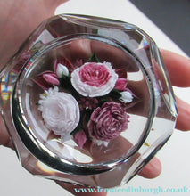 Load image into Gallery viewer, Rare RICK AYOTTE Limited Edition 1995 Cushion Cut Paperweight: Floral / Roses. LARGE SIZE 

