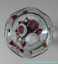 Load image into Gallery viewer, Rare RICK AYOTTE Limited Edition 1995 Cushion Cut Paperweight: Floral / Roses. LARGE SIZE 
