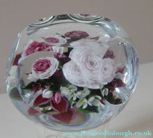 Load image into Gallery viewer, Rare RICK AYOTTE Limited Edition 1995 Cushion Cut Paperweight: Floral / Roses. LARGE SIZE 
