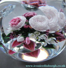 Load image into Gallery viewer, Rare RICK AYOTTE Limited Edition 1995 Cushion Cut Paperweight: Floral / Roses. LARGE SIZE 
