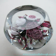 Load image into Gallery viewer, Rare RICK AYOTTE Limited Edition 1995 Cushion Cut Paperweight: Floral / Roses. LARGE SIZE 
