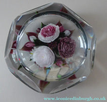 Load image into Gallery viewer, Rare RICK AYOTTE Limited Edition 1995 Cushion Cut Paperweight: Floral / Roses. LARGE SIZE 
