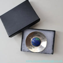 Load image into Gallery viewer, LARGE Scottish Silver Designer Brooch with Enamel Centre by Sheana M. Stephen. Edinburgh Hallmarked 1996
