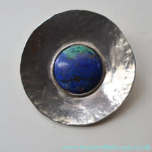 Load image into Gallery viewer, LARGE Scottish Silver Designer Brooch with Enamel Centre by Sheana M. Stephen. Edinburgh Hallmarked 1996
