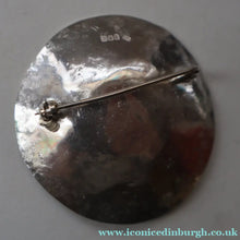 Load image into Gallery viewer, LARGE Scottish Silver Designer Brooch with Enamel Centre by Sheana M. Stephen. Edinburgh Hallmarked 1996
