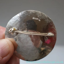 Load image into Gallery viewer, LARGE Scottish Silver Designer Brooch with Enamel Centre by Sheana M. Stephen. Edinburgh Hallmarked 1996
