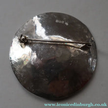 Load image into Gallery viewer, LARGE Scottish Silver Designer Brooch with Enamel Centre by Sheana M. Stephen. Edinburgh Hallmarked 1996
