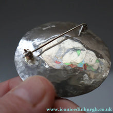 Load image into Gallery viewer, LARGE Scottish Silver Designer Brooch with Enamel Centre by Sheana M. Stephen. Edinburgh Hallmarked 1996
