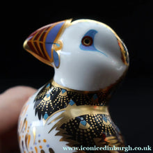 Load image into Gallery viewer, Vintage Royal Crown Derby Puffin Paperweight with Silver Stopper
