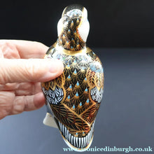 Load image into Gallery viewer, Vintage Royal Crown Derby Puffin Paperweight with Silver Stopper
