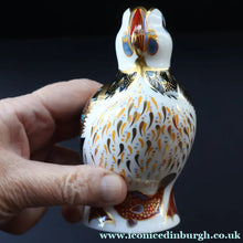 Load image into Gallery viewer, Vintage Royal Crown Derby Puffin Paperweight with Silver Stopper
