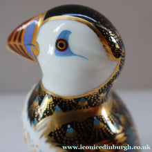 Load image into Gallery viewer, Vintage Royal Crown Derby Puffin Paperweight with Silver Stopper

