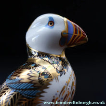 Load image into Gallery viewer, Vintage Royal Crown Derby Puffin Paperweight with Silver Stopper
