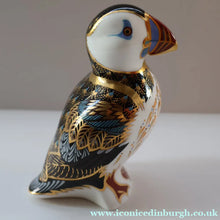 Load image into Gallery viewer, Vintage Royal Crown Derby Puffin Paperweight with Silver Stopper

