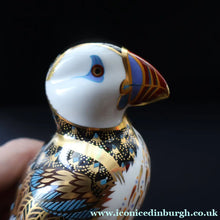 Load image into Gallery viewer, Vintage Royal Crown Derby Puffin Paperweight with Silver Stopper
