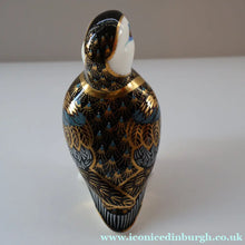 Load image into Gallery viewer, Vintage Royal Crown Derby Puffin Paperweight with Silver Stopper
