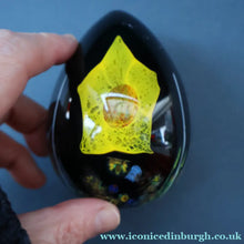 Load image into Gallery viewer, SCOTTISH Caithness Glass Egg Shape Paperweight: DAFFODIL by Colin Terris; 1999
