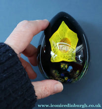 Load image into Gallery viewer, SCOTTISH Caithness Glass Egg Shape Paperweight: DAFFODIL by Colin Terris; 1999
