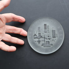 Load image into Gallery viewer, Rare 1960s Bohemian Crystal Glass Medallion with Industrial Imagery. Inscribed: Severocesky Kraj / CSSR
