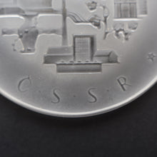 Load image into Gallery viewer, Rare 1960s Bohemian Crystal Glass Medallion with Industrial Imagery. Inscribed: Severocesky Kraj / CSSR
