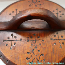Load image into Gallery viewer, 19th Century. Antique Carved Norwegian Pine Lidded Groat Porridge Pot; c 1860

