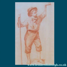 Load image into Gallery viewer, 19th Century Red Chalk Life Study of a Peasant Boy with a Staff by JOHANNES RIJNBOUT
