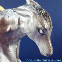 Load image into Gallery viewer, 19th Century Staffordshire Figurine. Rare Antique  SAND Model of a  Lady with a Grey Donkey, Gathering Sand into Sandbags
