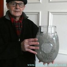 Load image into Gallery viewer, LARGE Kosta Boda Fossil Vase by Kjell Engman (2000). Height 10 3/4 inches. Signed
