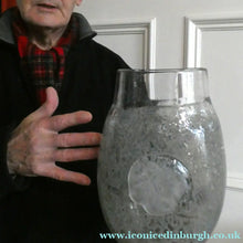 Load image into Gallery viewer, LARGE Kosta Boda Fossil Vase by Kjell Engman (2000). Height 10 3/4 inches. Signed
