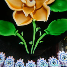 Load image into Gallery viewer, 2000 Caithness Glass Paperweight with Lampwork Flower. 100th Birthday of the Queen Mother
