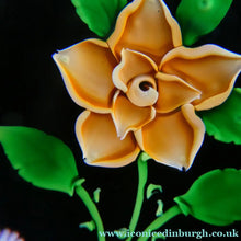 Load image into Gallery viewer, 2000 Caithness Glass Paperweight with Lampwork Flower. 100th Birthday of the Queen Mother
