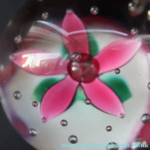 Load image into Gallery viewer, SELKIRK GLASS 2000 Scottish Paperweight with Pink Lampwork Flower
