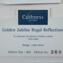 Load image into Gallery viewer, Golden Jubiliee Royal Reflections Caithness Glass Paperweight by Colin Terris
