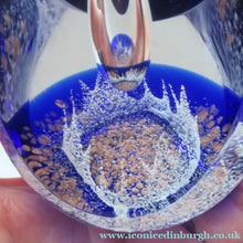 Load image into Gallery viewer, Golden Jubiliee Royal Reflections Caithness Glass Paperweight by Colin Terris
