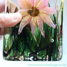 Load image into Gallery viewer, Collectable TIMOTHY HARRIS, Isle of Wight LARGE Glass Flower Block. Signed and dated 2001
