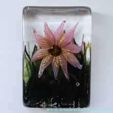 Load image into Gallery viewer, Collectable TIMOTHY HARRIS, Isle of Wight LARGE Glass Flower Block. Signed and dated 2001
