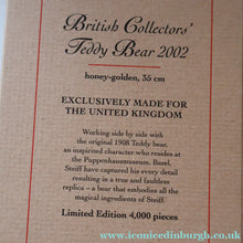 Load image into Gallery viewer, BOXED: Vintage 2002 STEIFF BEAR. Large Classic LIMITED EDITION British Collector's Bear (660726)
