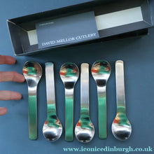Load image into Gallery viewer, Vintage 2002 DAVID MELLOR Stainless Steel Cutlery. Set of Dessert Spoons. Minimal Design
