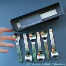 Load image into Gallery viewer, Vintage 2002 DAVID MELLOR Stainless Steel Cutlery. Set of Dessert Spoons. Minimal Design
