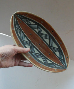 Vintage Danish Pottery Shallow Dish by Michael Andersen. Attributed to Marianne Starck (Tribal Design)