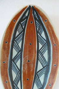 Vintage Danish Pottery Shallow Dish by Michael Andersen. Attributed to Marianne Starck (Tribal Design)