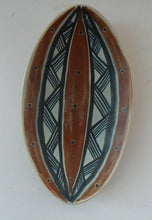 Load image into Gallery viewer, Vintage Danish Pottery Shallow Dish by Michael Andersen. Attributed to Marianne Starck (Tribal Design)
