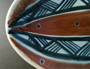 Vintage Danish Pottery Shallow Dish by Michael Andersen. Attributed to Marianne Starck (Tribal Design)