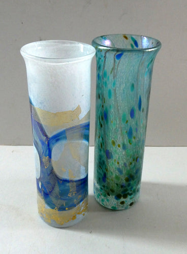 PAIR of Vintage ISLE OF WIGHT Slender Cylinder Vases. 5 1/4 inches in height