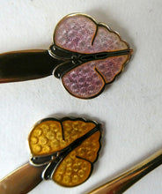 Load image into Gallery viewer, Set of Six NORWEGIAN Silver Gilt &amp; Enamel BUTTERFLY Demitasse Spoons. Designed by Nils Hansen
