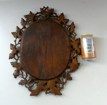 Load image into Gallery viewer, Antique 1880s BLACK FOREST WALL MIRROR Decorated with Oak Leaves and Acorns
