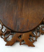 Load image into Gallery viewer, Antique 1880s BLACK FOREST WALL MIRROR Decorated with Oak Leaves and Acorns
