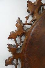 Load image into Gallery viewer, Antique 1880s BLACK FOREST WALL MIRROR Decorated with Oak Leaves and Acorns
