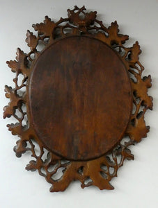 Antique 1880s BLACK FOREST WALL MIRROR Decorated with Oak Leaves and Acorns